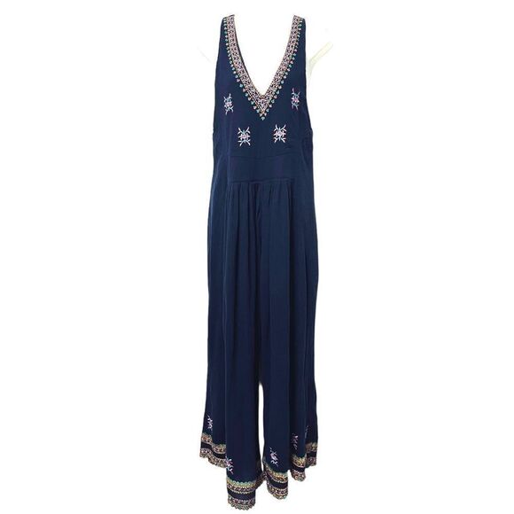 KAS NEW YORK Osian Hand Embroidered Cotton Gauze Jumpsuit S - Picture 3 of 16